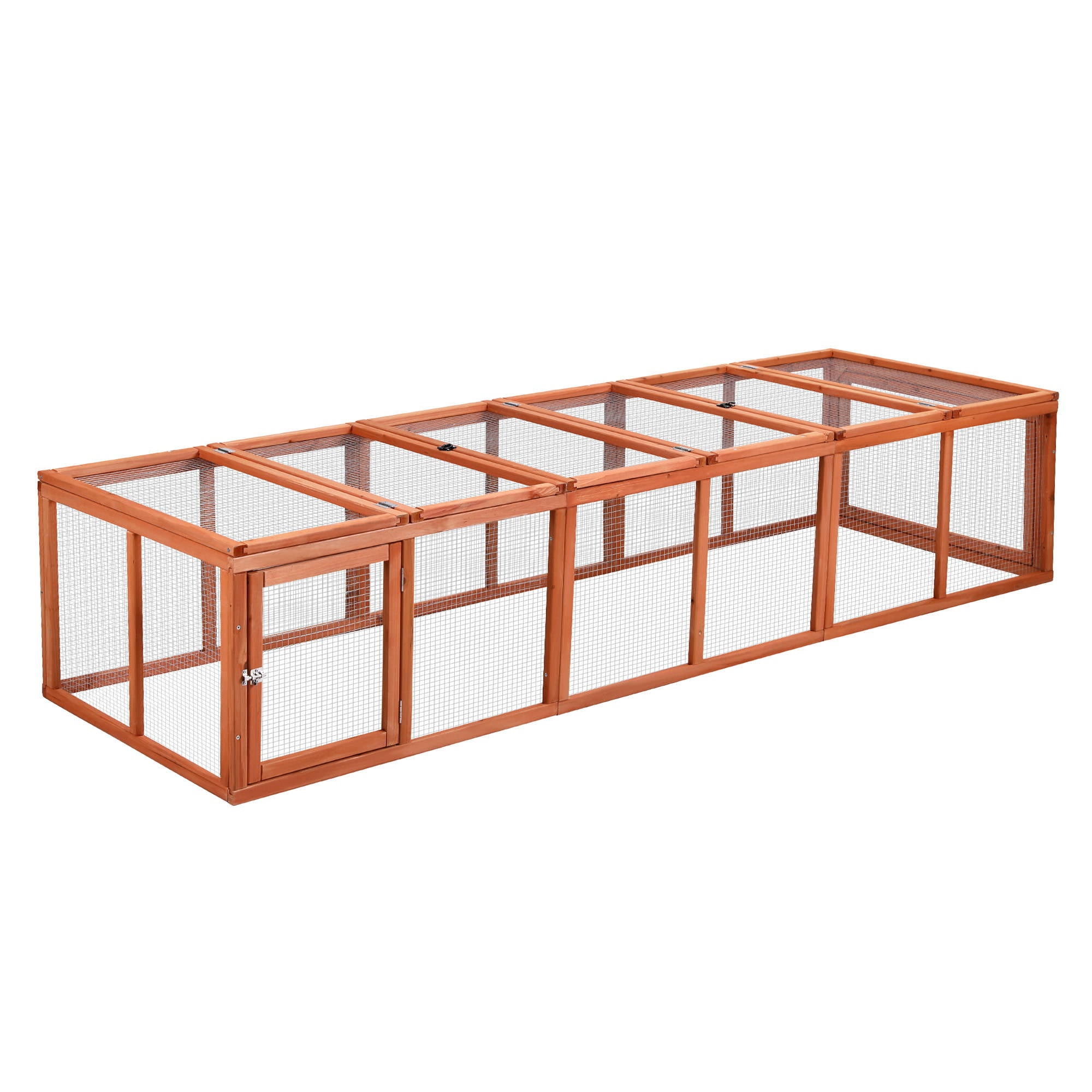 i.Pet Chicken Coop Wooden Pet Run Rabbit Hutch Large Outdoor Cage with Play Area Brown PET-GT-RR-6