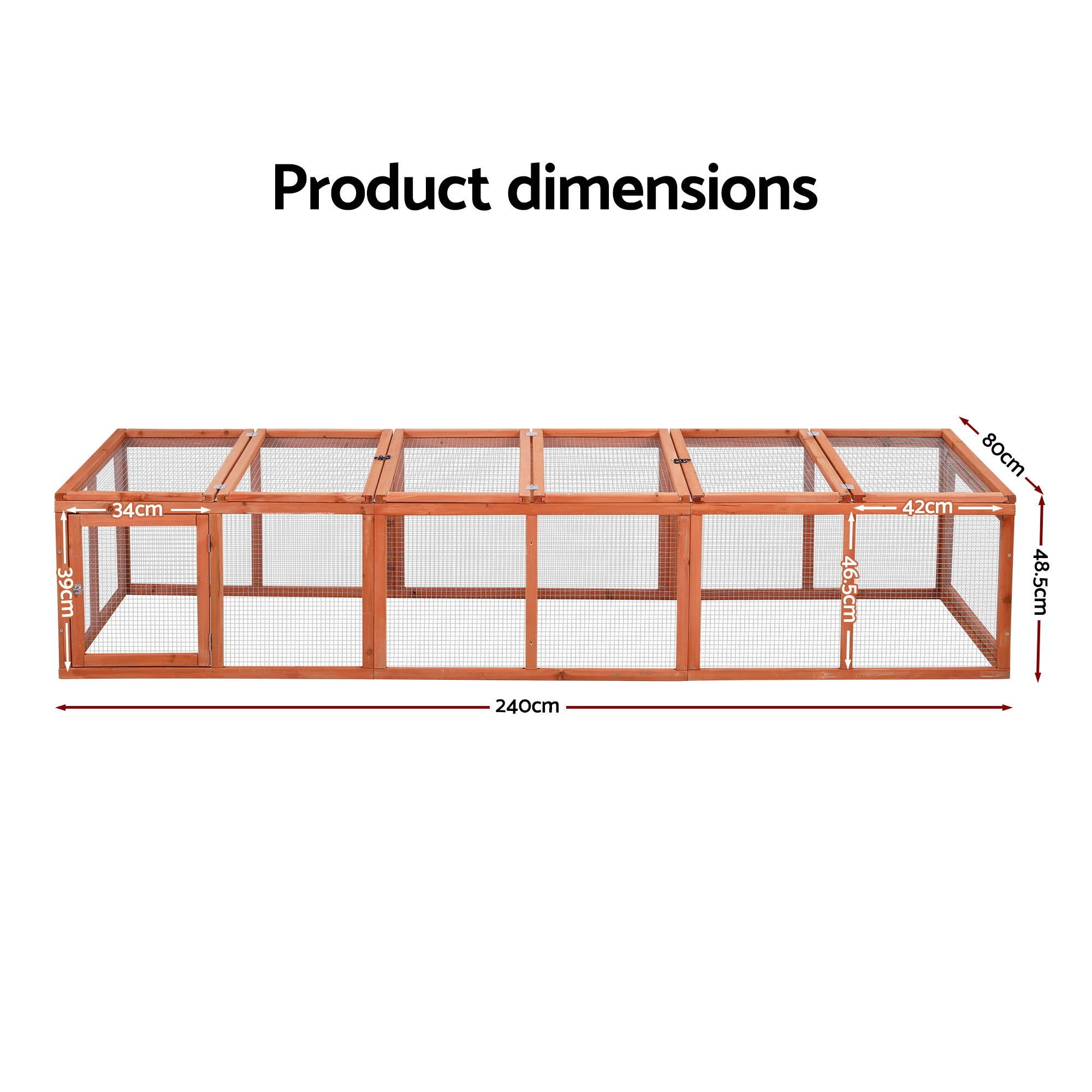 i.Pet Chicken Coop Wooden Pet Run Rabbit Hutch Large Outdoor Cage with Play Area Brown PET-GT-RR-6