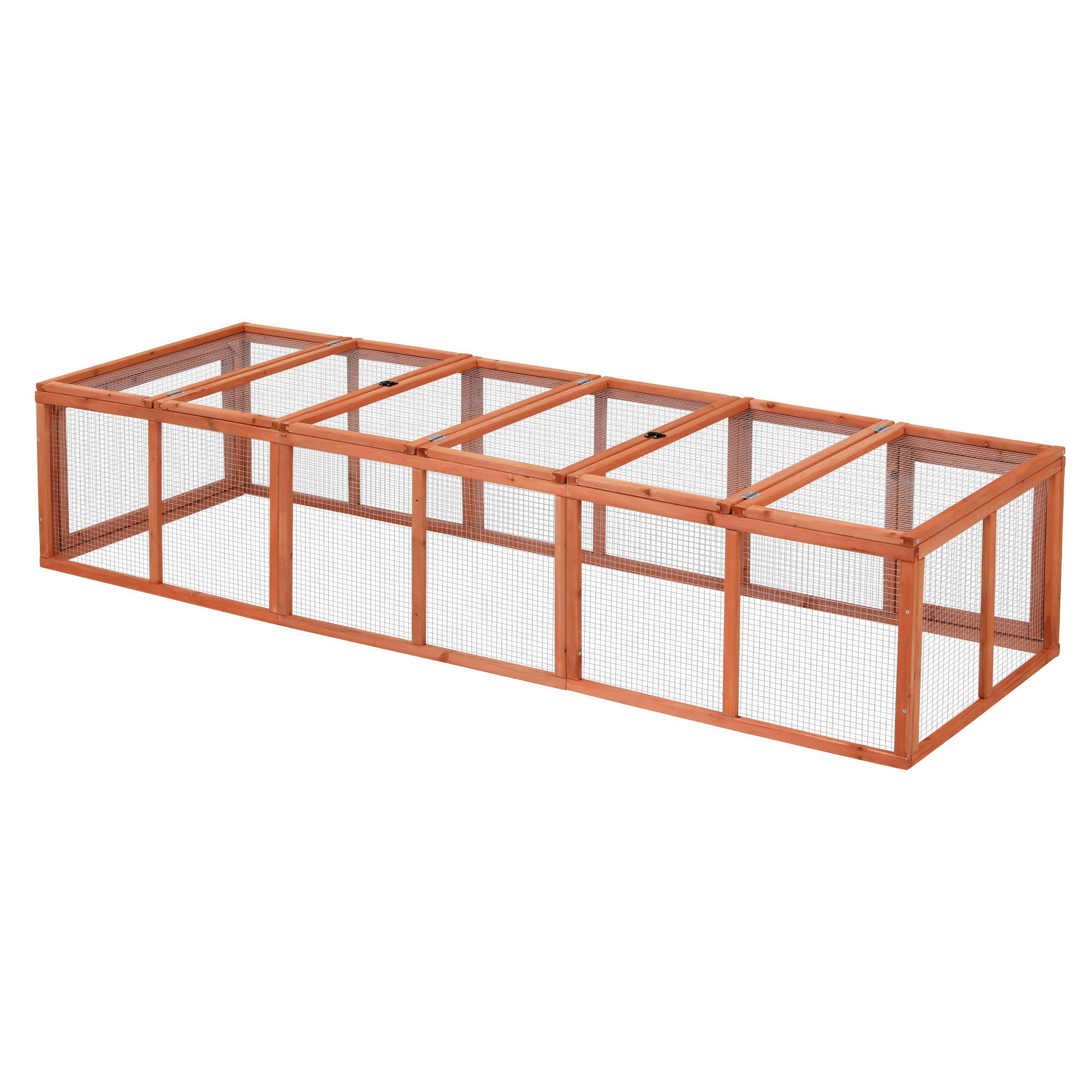 i.Pet Chicken Coop Wooden Pet Run Rabbit Hutch Large Outdoor Cage with Play Area Brown PET-GT-RR-6