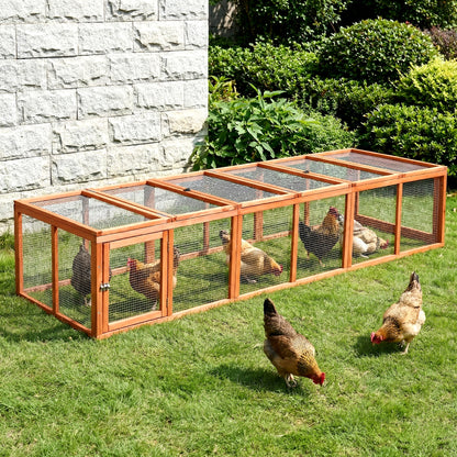 i.Pet Chicken Coop Wooden Pet Run Rabbit Hutch Large Outdoor Cage with Play Area Brown PET-GT-RR-6