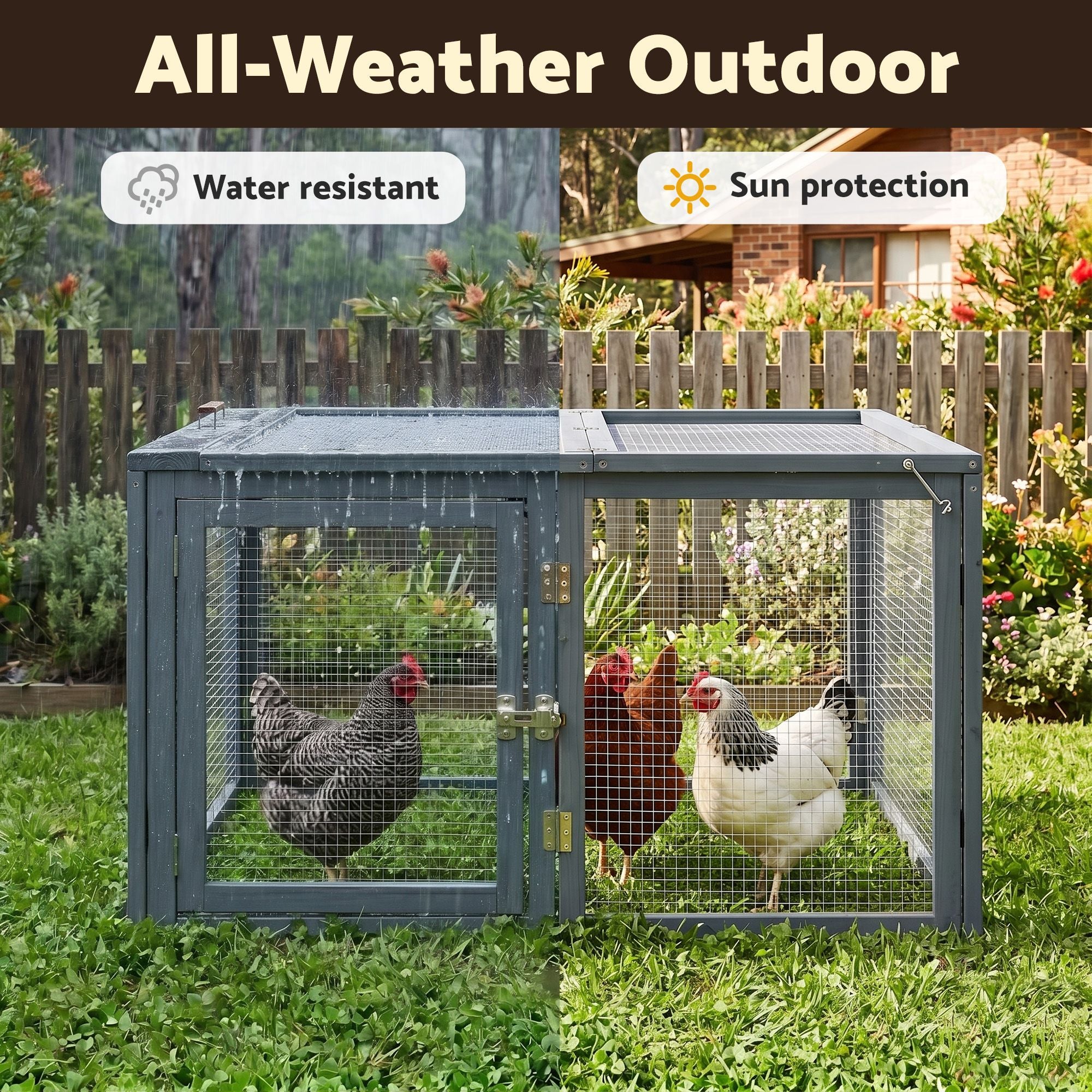 i.Pet Chicken Coop Large Portable Wooden Rabbit Run Cage Hutch Outdoor Folding Hen House 110cm PET-GT-RRPC-2