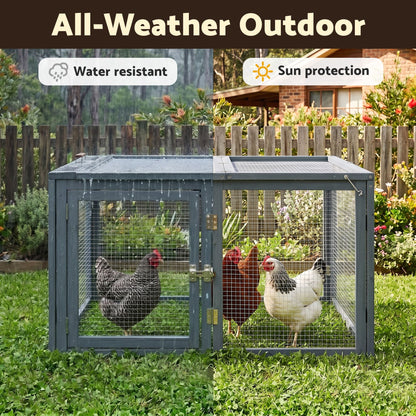 i.Pet Chicken Coop Large Portable Wooden Rabbit Run Cage Hutch Outdoor Folding Hen House 110cm PET-GT-RRPC-2