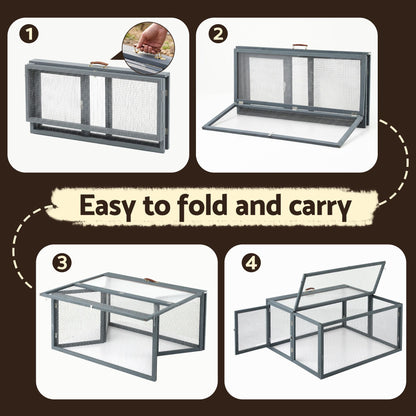 i.Pet Chicken Coop Large Portable Wooden Rabbit Run Cage Hutch Outdoor Folding Hen House 110cm PET-GT-RRPC-2