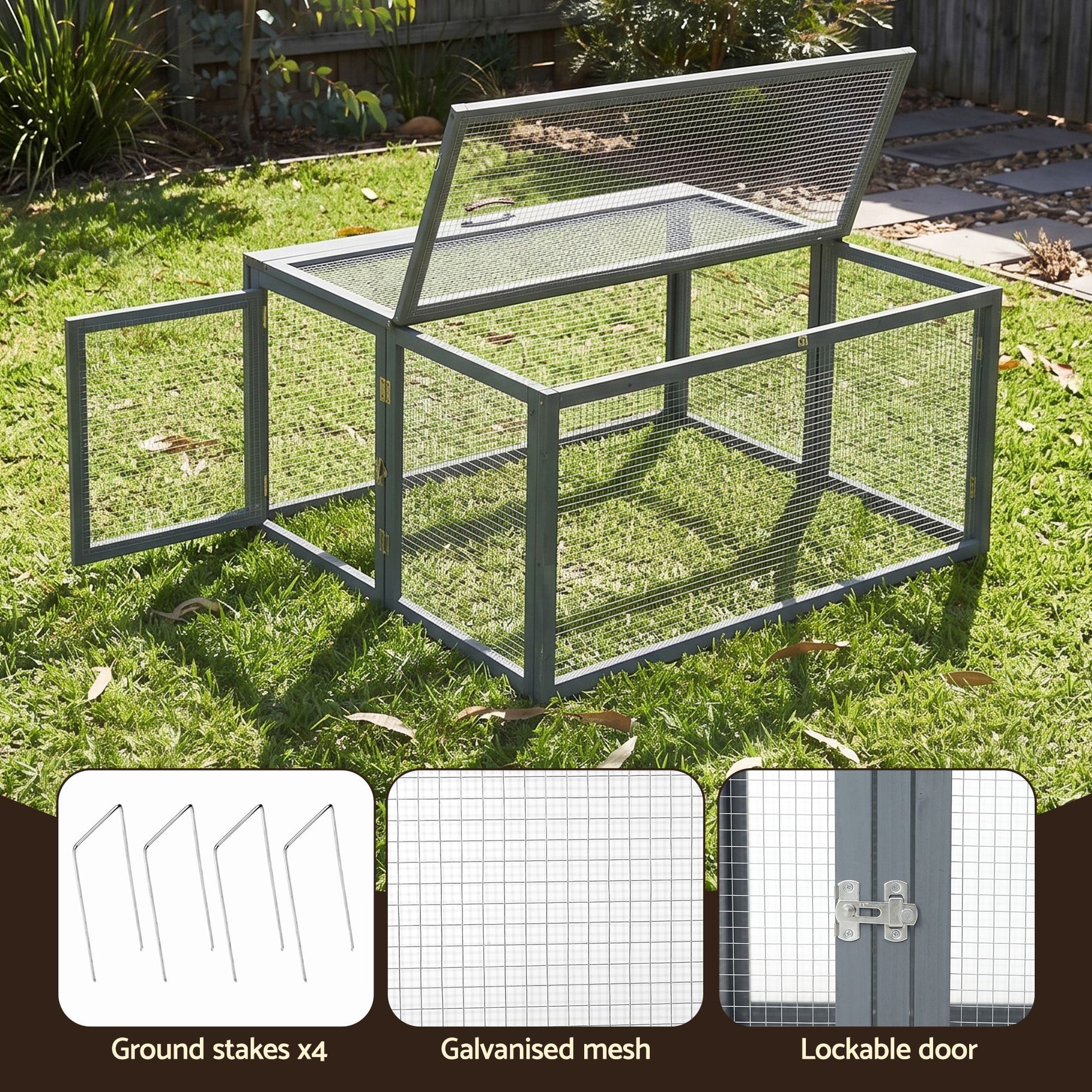 i.Pet Chicken Coop Large Portable Wooden Rabbit Run Cage Hutch Outdoor Folding Hen House 110cm PET-GT-RRPC-2