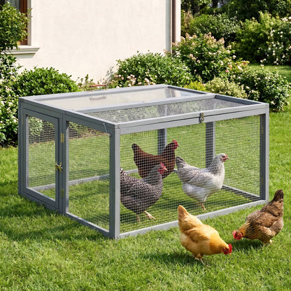 i.Pet Chicken Coop Large Portable Wooden Rabbit Run Cage Hutch Outdoor Folding Hen House 110cm PET-GT-RRPC-2