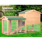 i.Pet Chicken Coop Rabbit Hutch 138cm x 44cm x 85cm Large Chicken Coop House Run Cage Wooden Outdoor PET-GT-WOOD-R036