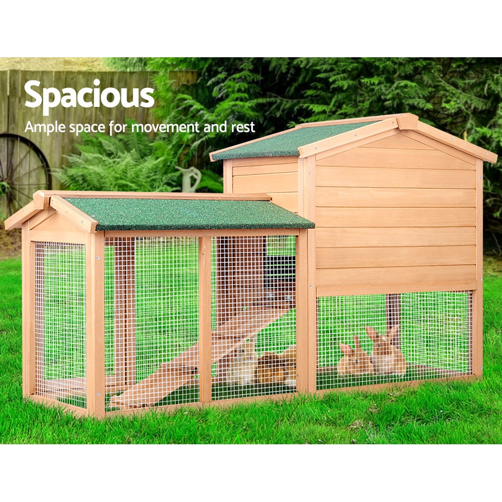 i.Pet Chicken Coop Rabbit Hutch 138cm x 44cm x 85cm Large Chicken Coop House Run Cage Wooden Outdoor PET-GT-WOOD-R036