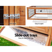 i.Pet Chicken Coop Rabbit Hutch 155cm x 49cm x 90cm Large Chicken Coop Wooden Run Cage House Outdoor PET-GT-WOOD-R1420
