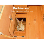 i.Pet Chicken Coop Rabbit Hutch 96cm x 96cm x 100cm Large Chicken Coop Run Wooden Cage Outdoor House PET-GT-WOOD-R8002-S