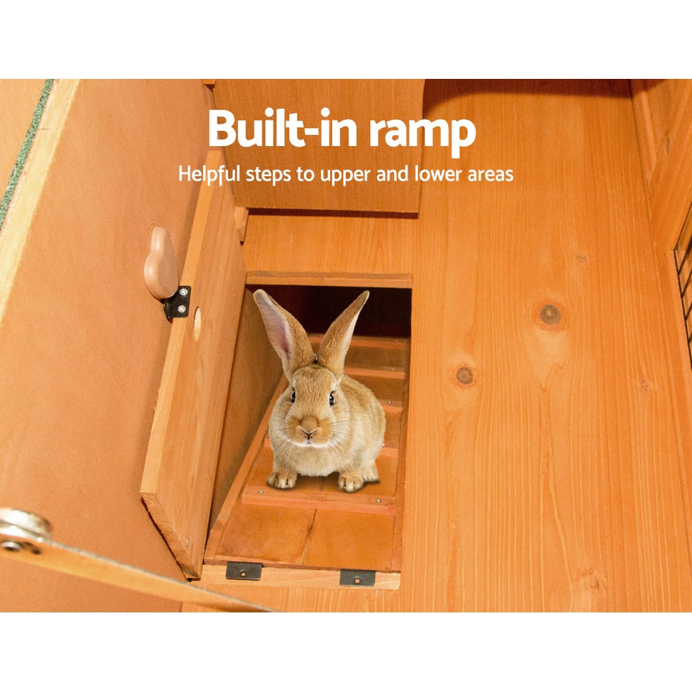 i.Pet Chicken Coop Rabbit Hutch 96cm x 96cm x 100cm Large Chicken Coop Run Wooden Cage Outdoor House PET-GT-WOOD-R8002-S