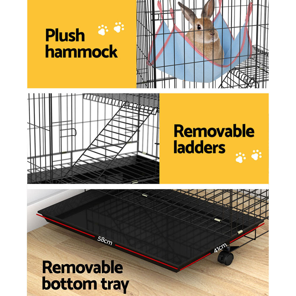 i.Pet Rabbit Cage 100cm Hutch 3 Level Indoor Guinea Pig Ferret PET-RAB-CAGE-GV1907