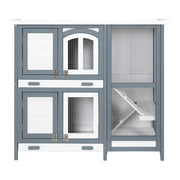 i.Pet Rabbit Hutch Chicken Coop 98cm x 45cm x 92cm Chicken Coop Large Wooden House Run Cage Outdoor PET-RH-475S-GR