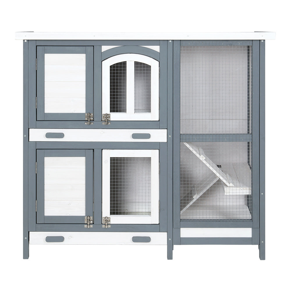 i.Pet Rabbit Hutch Chicken Coop 98cm x 45cm x 92cm Chicken Coop Large Wooden House Run Cage Outdoor PET-RH-475S-GR