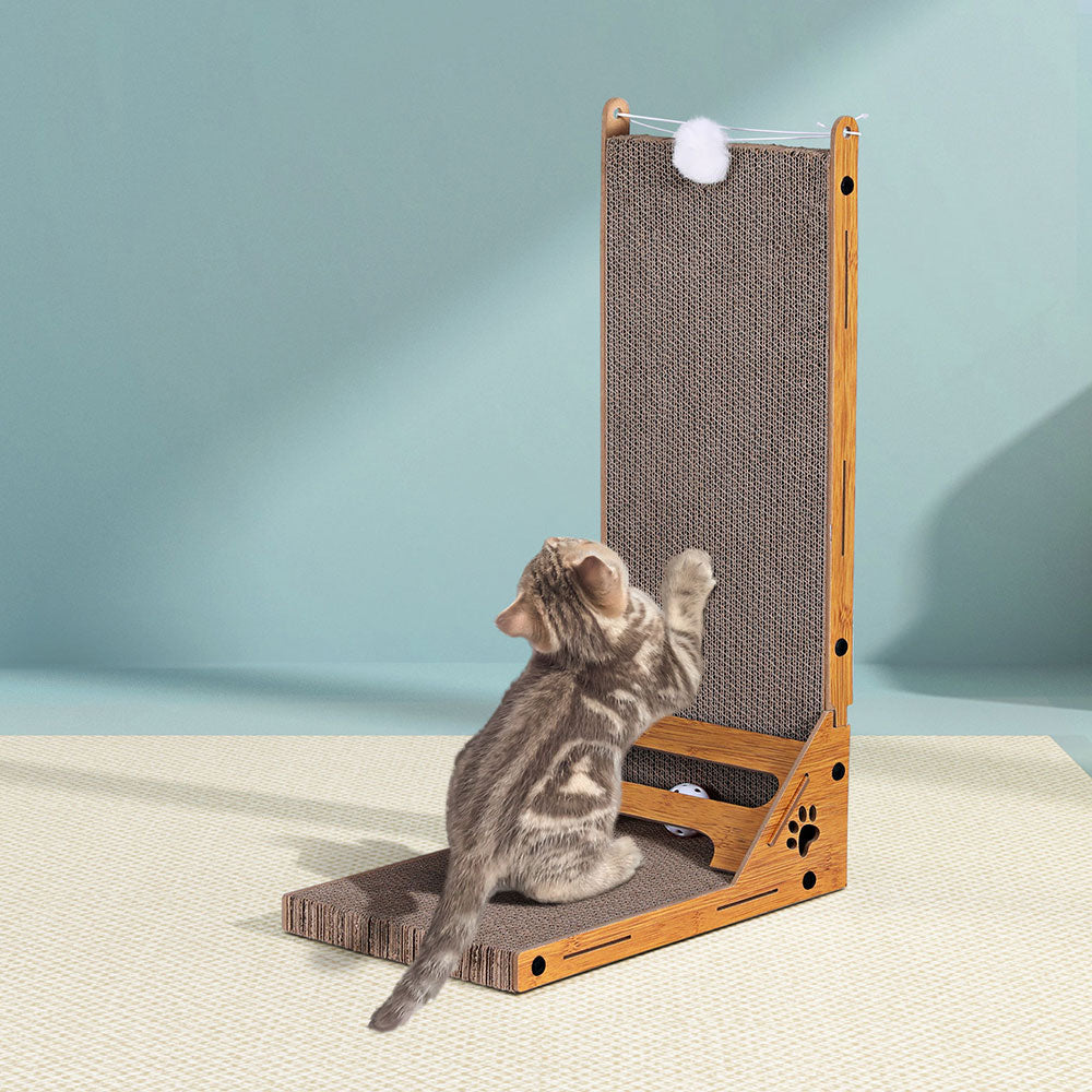i.Pet Cat Scratching Board Scratcher Cardboard Kitten Indoor Climbing Toy Catnip PET-SCRATCH-L62-BR