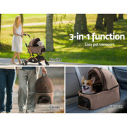 i.Pet Pet Stroller Dog Pram Large Cat Carrier Travel Foldable 4 Wheels Pushchair Double PET-STROLLER-100-BR