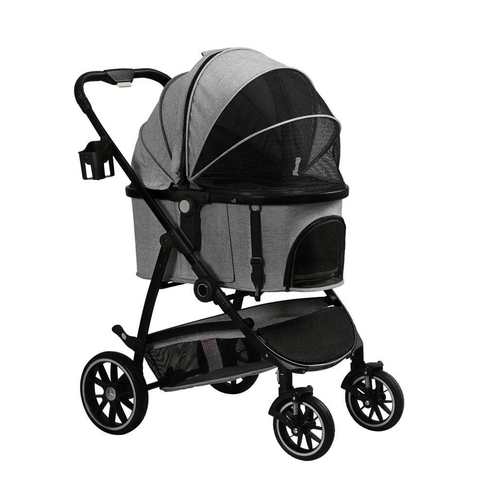 i.Pet Pet Stroller Dog Pram Large Cat Carrier Travel Pushchair 4 Wheels Foldable PET-STROLLER-103-GR