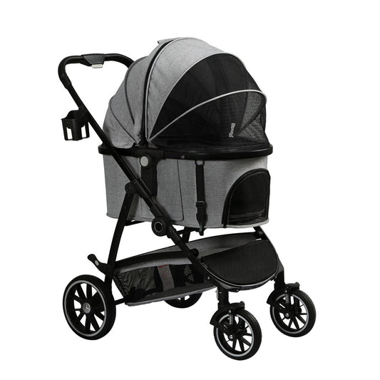 i.Pet Pet Stroller Dog Pram Large Cat Carrier Travel Pushchair 4 Wheels Foldable PET-STROLLER-103-GR
