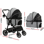 i.Pet Pet Stroller Dog Pram Large Cat Carrier Travel Pushchair 4 Wheels Foldable PET-STROLLER-103-GR