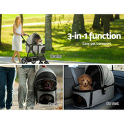 i.Pet Pet Stroller Dog Pram Large Cat Carrier Travel Pushchair 4 Wheels Foldable PET-STROLLER-103-GR