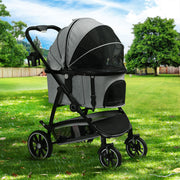 i.Pet Pet Stroller Dog Pram Large Cat Carrier Travel Pushchair 4 Wheels Foldable PET-STROLLER-103-GR