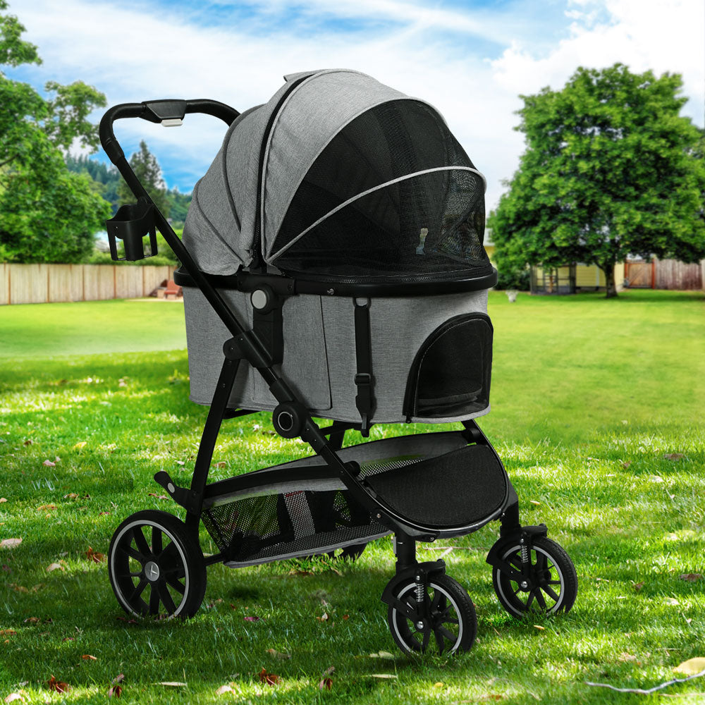 i.Pet Pet Stroller Dog Pram Large Cat Carrier Travel Pushchair 4 Wheels Foldable PET-STROLLER-103-GR