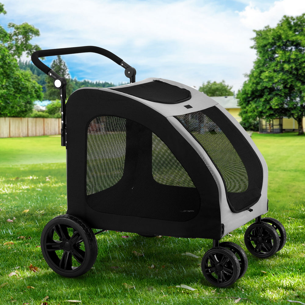 i.Pet Pet Stroller Dog Pram Large Carrier Cat Travel Foldable Strollers 4 Wheels Trolley PET-STROLLER-112-BW