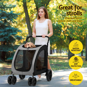 i.Pet Pet Stroller Dog Pram Large Carrier Cat Travel Foldable Strollers 4 Wheels Trolley PET-STROLLER-112-BW