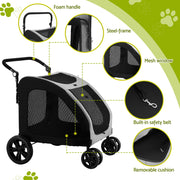 i.Pet Pet Stroller Dog Pram Large Carrier Cat Travel Foldable Strollers 4 Wheels Trolley PET-STROLLER-112-BW
