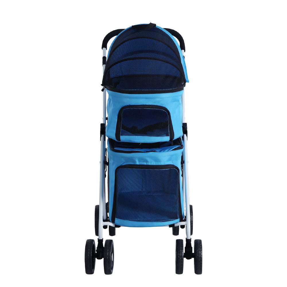 i.Pet Pet Stroller Dog Pram Large Cat Carrier Travel Foldable 4 Wheels Double PET-STROLLER-2T-BL