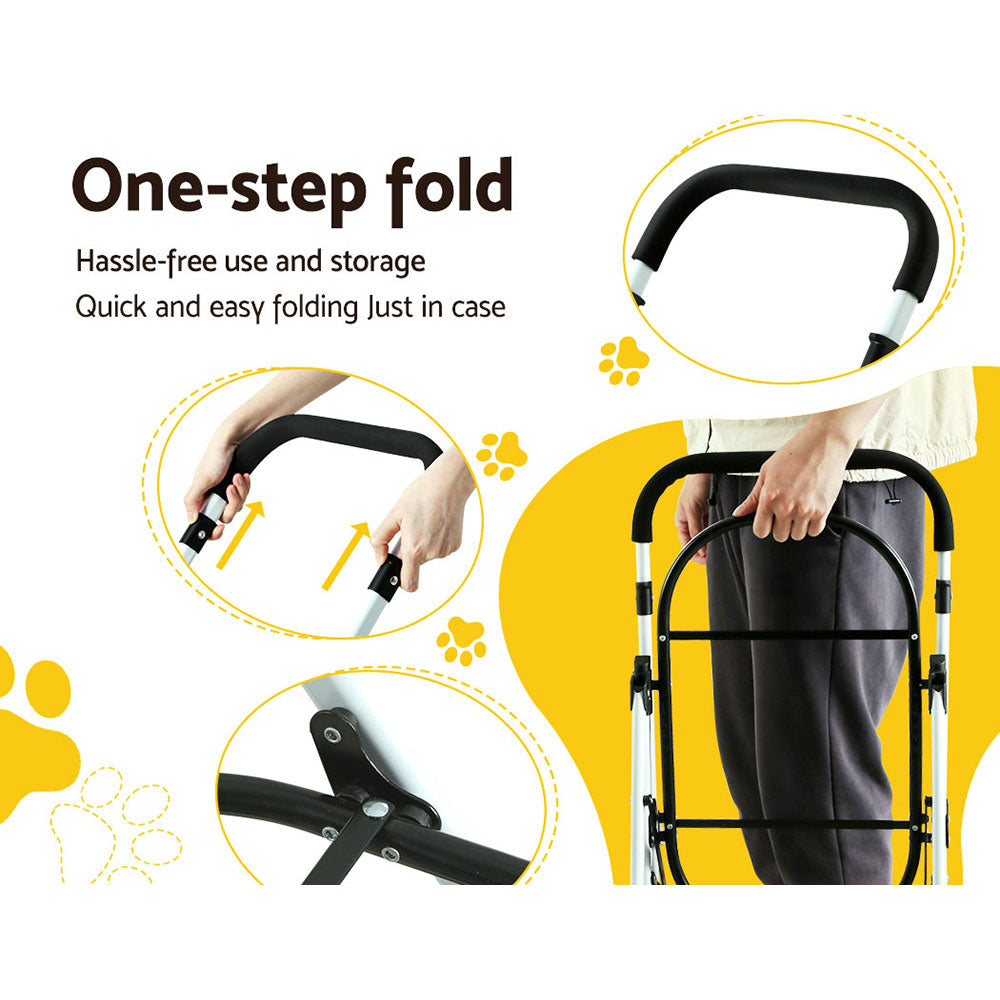 i.Pet Pet Stroller Dog Pram Large Cat Carrier Travel Foldable 4 Wheels Double PET-STROLLER-2T-BL