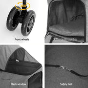 i.Pet Pet Stroller 2-tier Dog Pram Large Cat Carrier Travel Pushchair Foldable PET-STROLLER-2T-SLGR