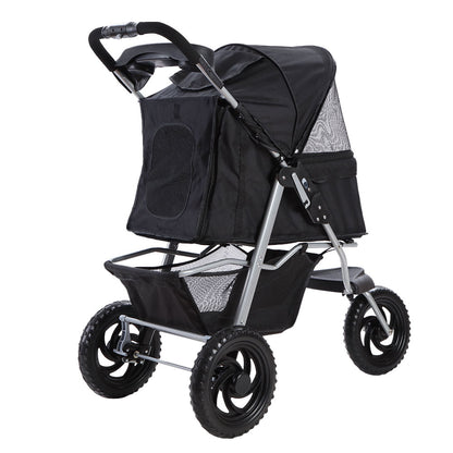 i.Pet Pet Stroller Dog Pram Large Cat Carrier Travel 3 Wheels Foldable Pushchair PET-STROLLER-3WL-L-BK