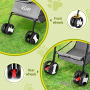 i.Pet Pet Stroller Dog Pram Cat Carrier Travel Large Pushchair Foldable 4 Wheels Grey