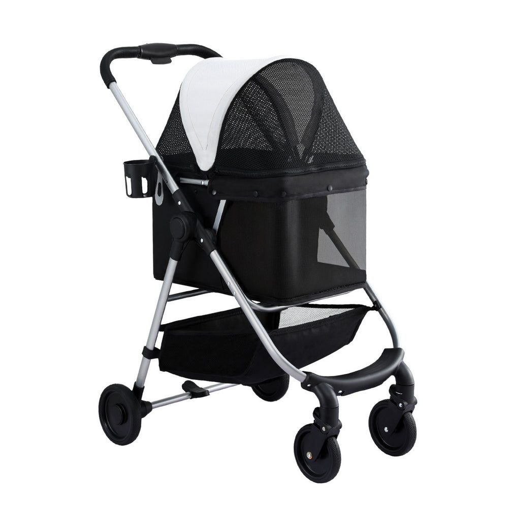 i.Pet Pet Stroller Pram Dog Cat Carrier Cage Large Travel Pushchair Foldable 4 Wheels PET-STROLLER-92-BW