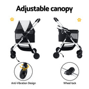 i.Pet Pet Stroller Pram Dog Cat Carrier Cage Large Travel Pushchair Foldable 4 Wheels PET-STROLLER-92-BW