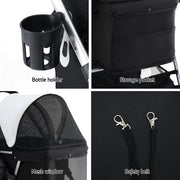 i.Pet Pet Stroller Pram Dog Cat Carrier Cage Large Travel Pushchair Foldable 4 Wheels PET-STROLLER-92-BW
