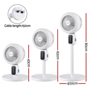 Devanti Pedestal Fan W/ Remote 3 Speed 12H Timer Height Adjustable Cooling Fan PF-RC-01R-WH