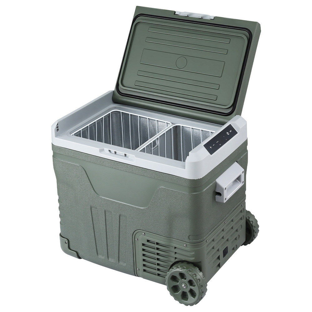 Portable Fridge 50L Camping Bar Fridges Freezer 12V/24V/240V PFN-A-50-WHEEL-GR