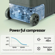 Portable Fridge 50L Camping Bar Fridges Freezer 12V/24V/240V PFN-A-50-WHEEL-GR
