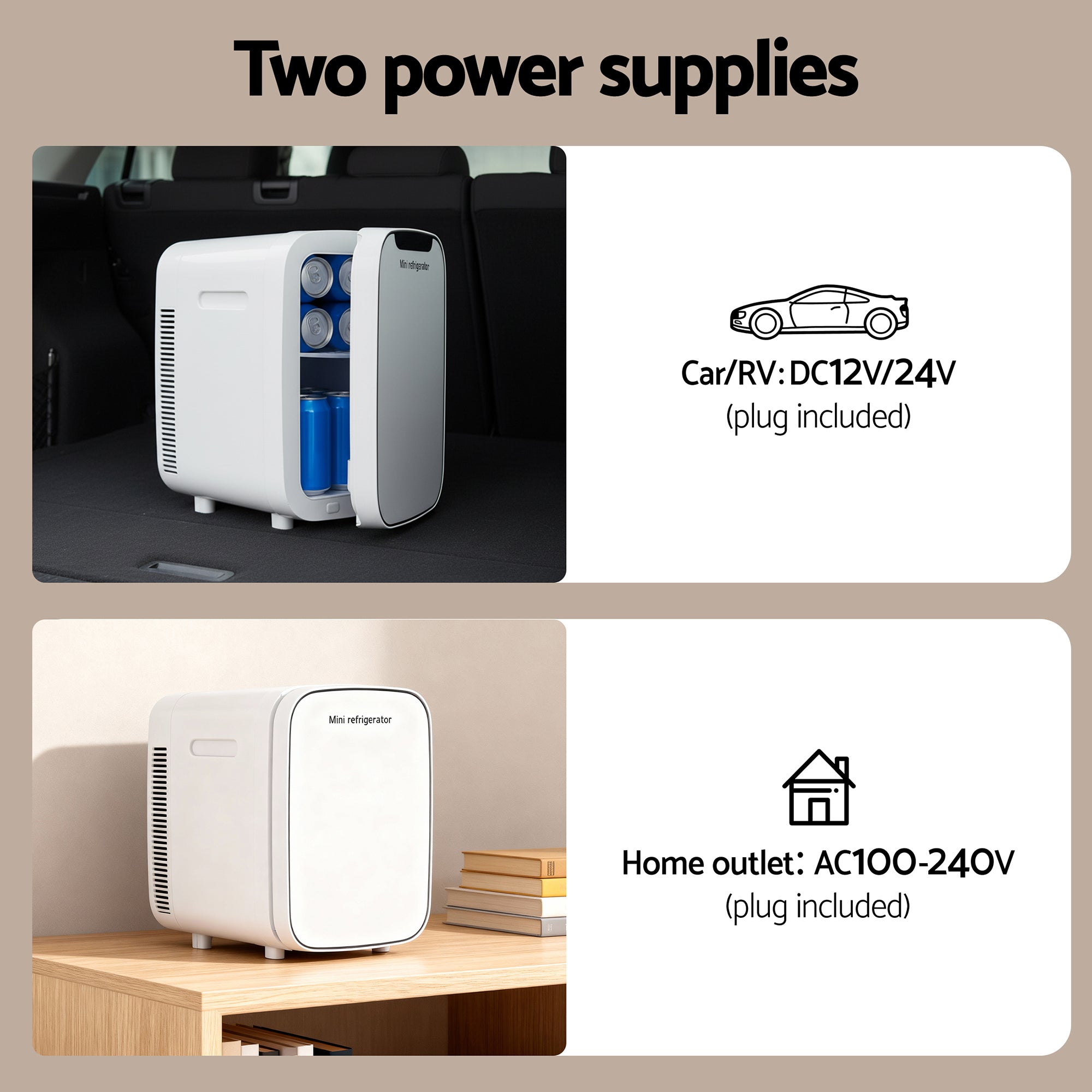 Glacio Mini Fridge Portable White Electric Cooler Warmer Car Office 12V 220V PFN-B-22-WH