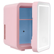 Glacio Mini Fridge Skincare Beauty Cooler Warmer LED Mirror 12V 220V Pink 4L PFN-B-4-LED-WH
