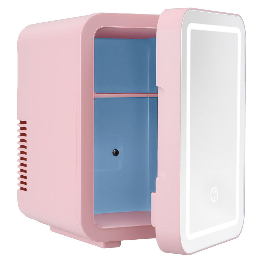 Glacio Mini Fridge Skincare Beauty Cooler Warmer LED Mirror 12V 220V Pink 4L PFN-B-4-LED-WH