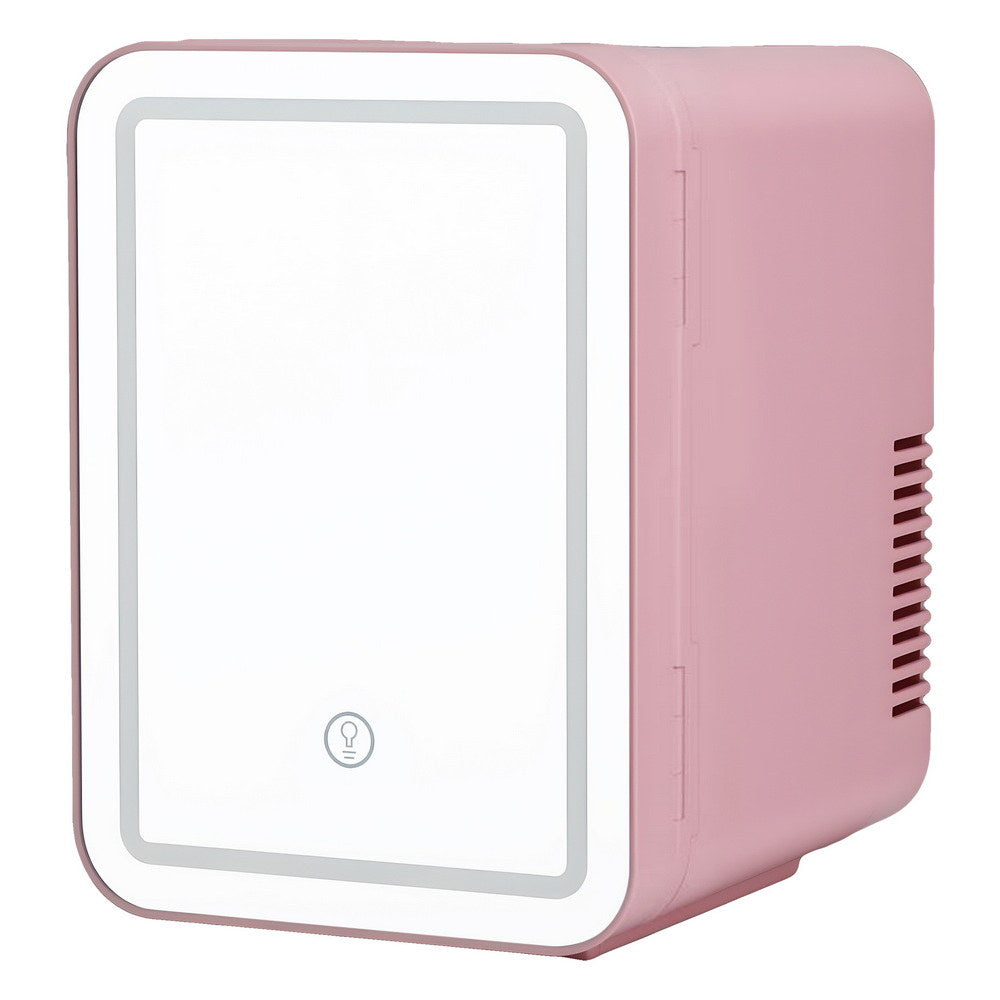 Glacio Mini Fridge Skincare Beauty Cooler Warmer LED Mirror 12V 220V Pink 4L PFN-B-4-LED-WH
