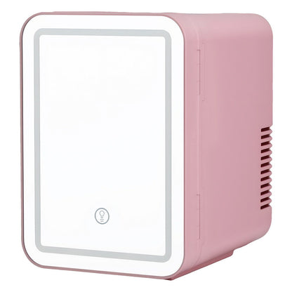 Glacio Mini Fridge Skincare Beauty Cooler Warmer LED Mirror 12V 220V Pink 4L PFN-B-4-LED-WH