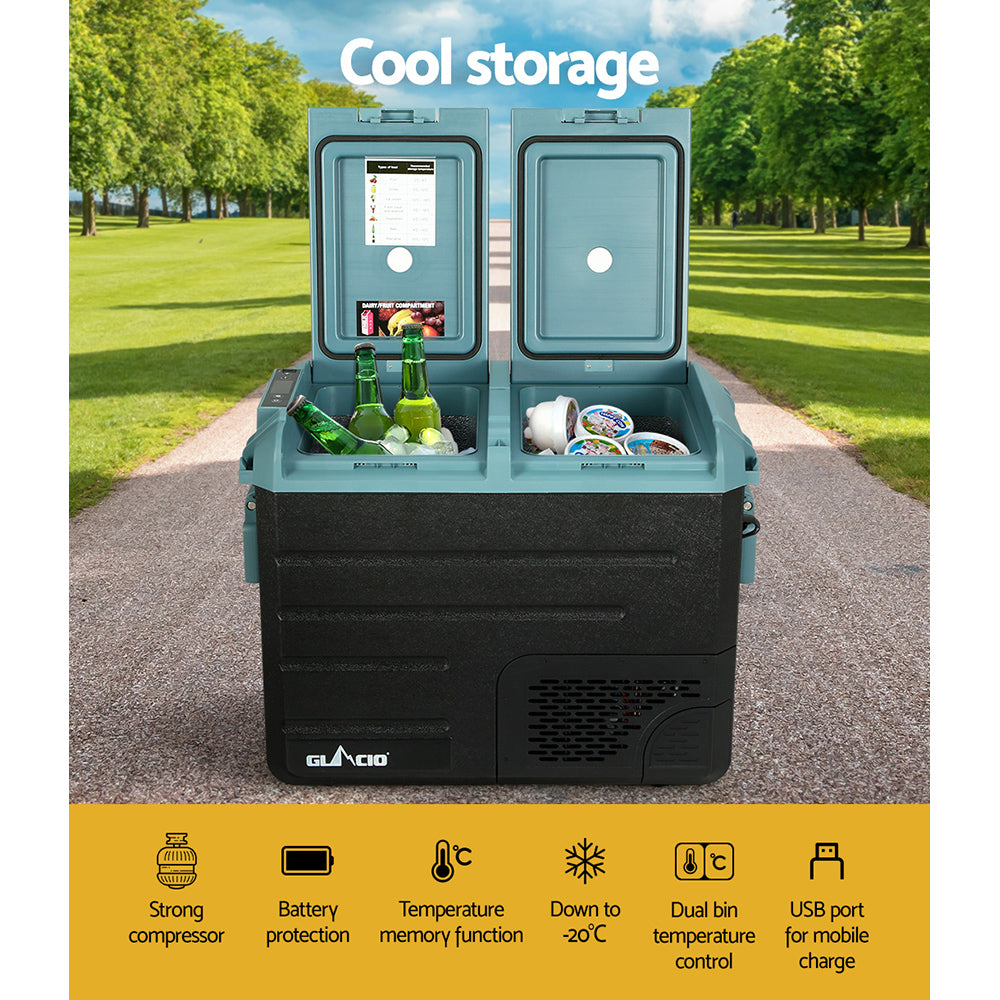 Glacio 50L Portable Fridge Freezer Cooler Camping 12V/24V/240V Caravan Car PFN-E-CLXL-L-BK