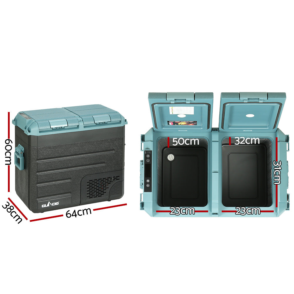 Glacio 60L Portable Fridge Freezer Cooler Camping 12V/24V/240V Caravan Car PFN-E-CLXL-XL-BK