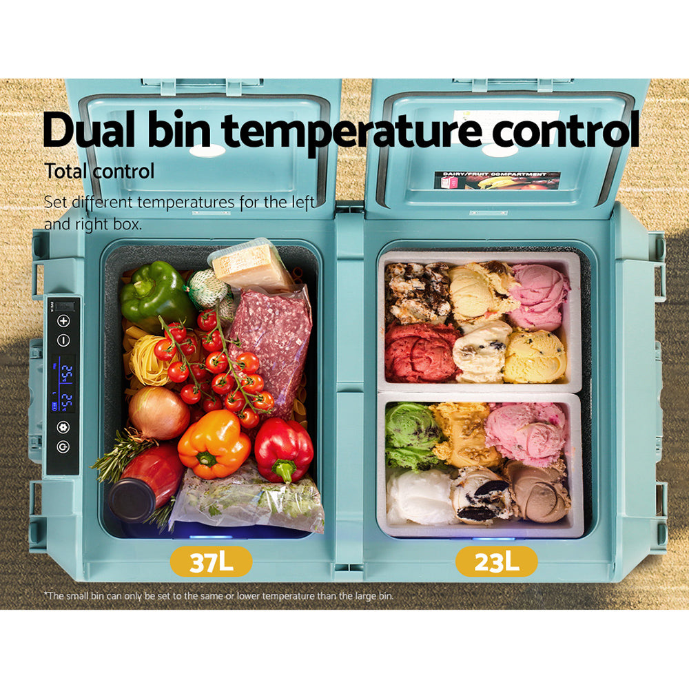Glacio 60L Portable Fridge Freezer Cooler Camping 12V/24V/240V Caravan Car PFN-E-CLXL-XL-BK