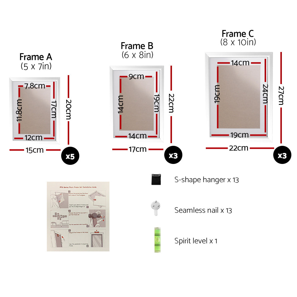 Artiss Photo Frames Art Holder 11PCS 5x7" 6x8" 8x10" White PFS-11F-WH