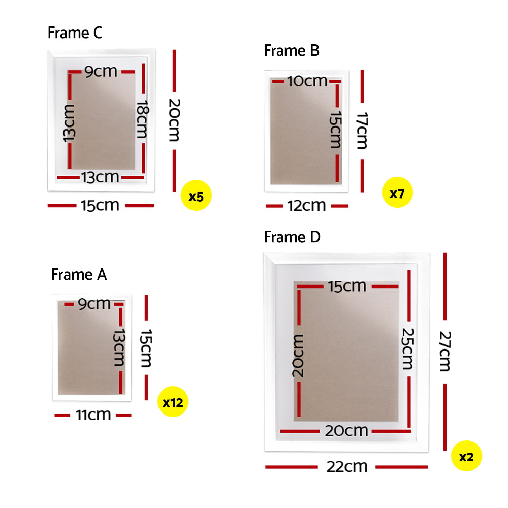 Artiss Photo Frames Art Holder 26PCS 8x10" 5x7" 4x6" 3.5x5" White PFS-26F-WH