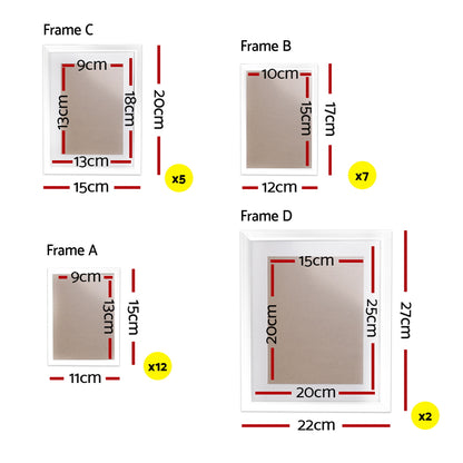 Artiss Photo Frames Art Holder 26PCS 8x10" 5x7" 4x6" 3.5x5" White PFS-26F-WH